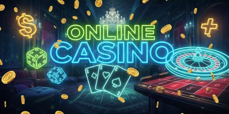 Crocobet Casino Lobby mit Neonbeleuchtung und Spielautomaten
